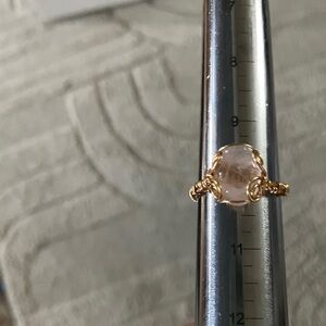 Elegant Gold and Pink Quartz Stone Ring